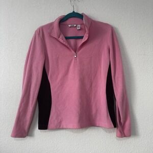 IZOD Performx Pink Black Fleece Quarter Zip Pullover Sweatshirt Women's S P